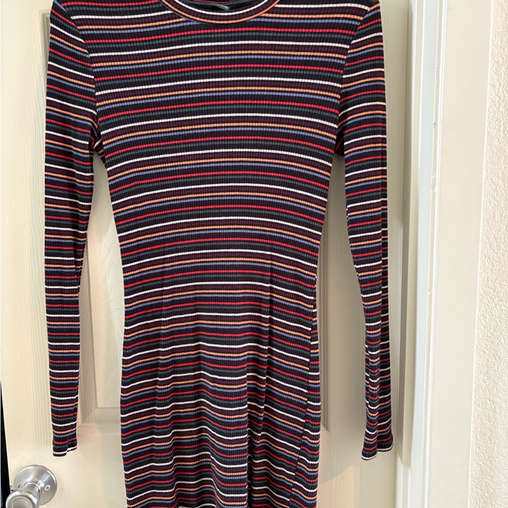 Wild Fable Crewneck Sweater Dress with Multicolor Stripes